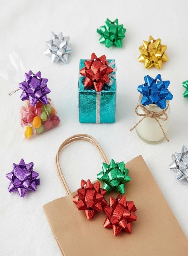 WLngtv 50 Pcs Colorful 1 Inch Gift Bows Mini Christmas Metallic Star Bows Party Gifts Wrapping Adhesive Presents Bows for Valentine's Day,for Parties, Birthdays, Weddings or Holidays,Gift Wrapping Supplies - Image 4